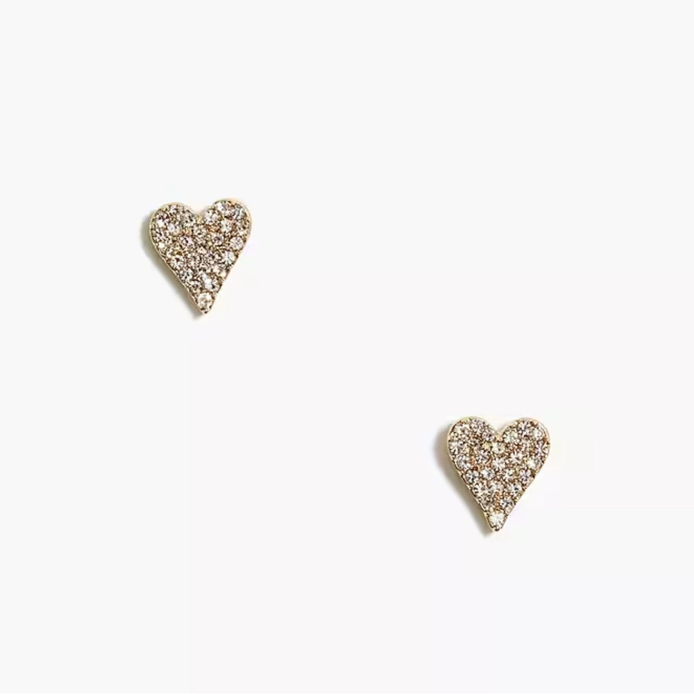 J. Crew Pavé crystal heart stud earrings